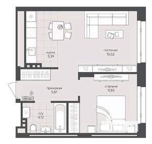1-к квартира, вторичка, 43м2, 2/8 этаж
