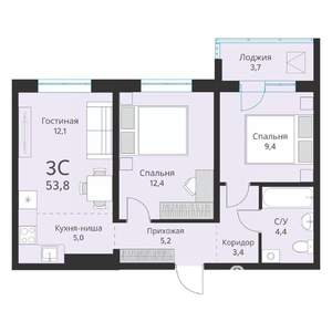 3-к квартира, вторичка, 54м2, 15/16 этаж