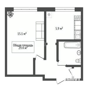 1-к квартира, вторичка, 29м2, 1/5 этаж