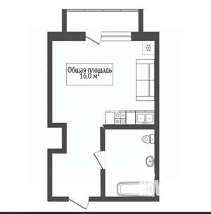 Студия квартира, вторичка, 16м2, 2/9 этаж