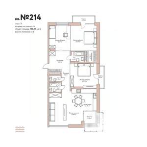 4-к квартира, вторичка, 139м2, 7/8 этаж