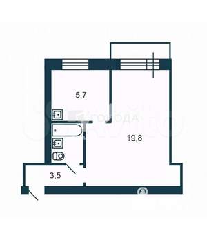 1-к квартира, вторичка, 35м2, 3/5 этаж