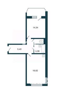 1-к квартира, вторичка, 47м2, 12/18 этаж