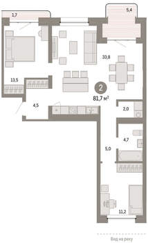 2-к квартира, вторичка, 81м2, 3/11 этаж