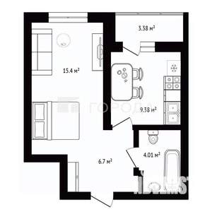 1-к квартира, вторичка, 39м2, 19/25 этаж