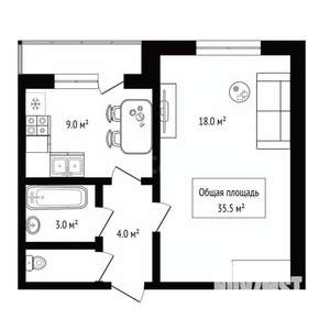 1-к квартира, вторичка, 36м2, 6/7 этаж