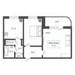 2-к квартира, вторичка, 52м2, 6/10 этаж