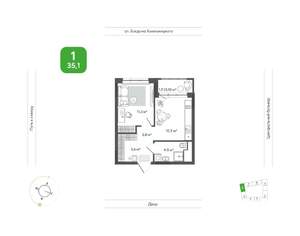 1-к квартира, вторичка, 35м2, 6/11 этаж