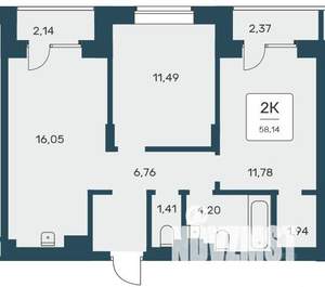 2-к квартира, вторичка, 54м2, 11/18 этаж
