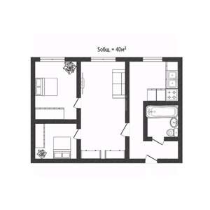 2-к квартира, вторичка, 40м2, 2/5 этаж