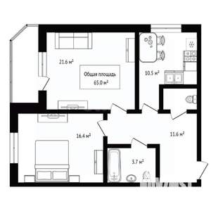 3-к квартира, вторичка, 65м2, 2/16 этаж