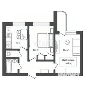 2-к квартира, вторичка, 47м2, 4/10 этаж