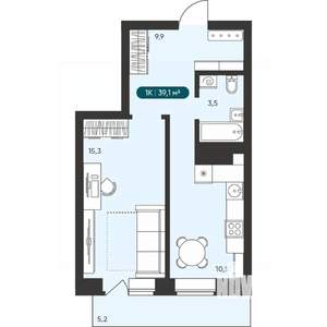 1-к квартира, вторичка, 39м2, 10/25 этаж