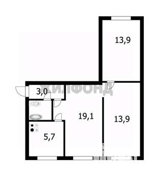 3-к квартира, вторичка, 59м2, 3/5 этаж