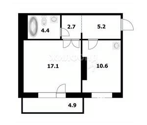 1-к квартира, сданный дом, 43м2, 8/15 этаж