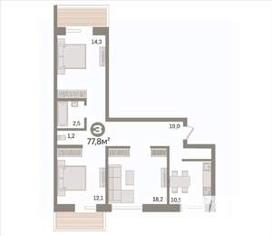 3-к квартира, вторичка, 78м2, 1/10 этаж