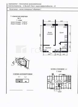 1-к квартира, вторичка, 38м2, 1/17 этаж