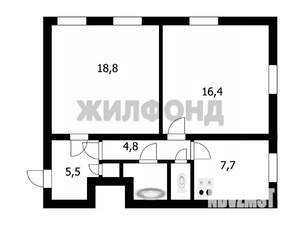 2-к квартира, вторичка, 59м2, 1/3 этаж