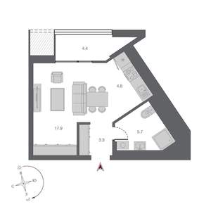 1-к квартира, строящийся дом, 36м2, 5/24 этаж