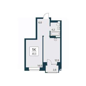 1-к квартира, вторичка, 41м2, 8/11 этаж