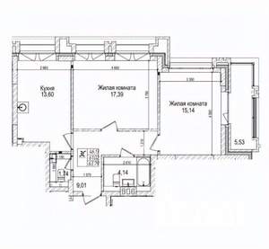 2-к квартира, вторичка, 61м2, 6/29 этаж