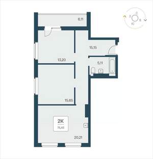 2-к квартира, вторичка, 75м2, 20/25 этаж