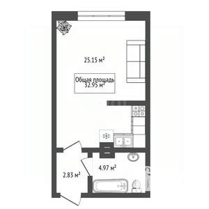 Студия квартира, вторичка, 32м2, 2/10 этаж