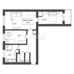 3-к квартира, вторичка, 57м2, 6/9 этаж