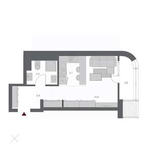 1-к квартира, строящийся дом, 34м2, 13/24 этаж