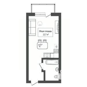 Студия квартира, вторичка, 23м2, 13/17 этаж