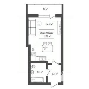 Студия квартира, вторичка, 23м2, 15/22 этаж