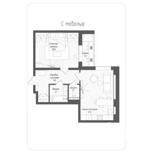 2-к квартира, вторичка, 57м2, 2/14 этаж