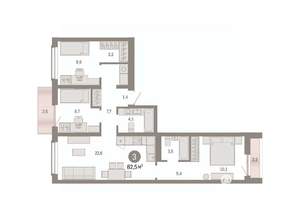 3-к квартира, вторичка, 83м2, 2/8 этаж