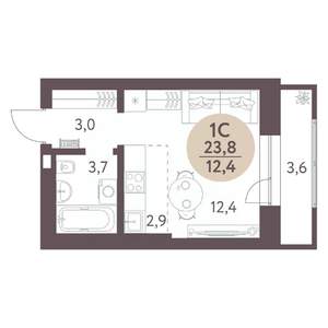Студия квартира, вторичка, 24м2, 6/10 этаж