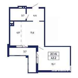 2-к квартира, вторичка, 43м2, 13/14 этаж