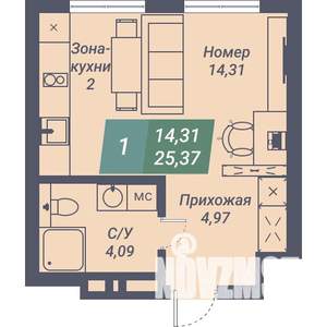 Студия квартира, строящийся дом, 25м2, 4/23 этаж