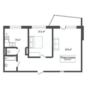 2-к квартира, вторичка, 54м2, 7/9 этаж