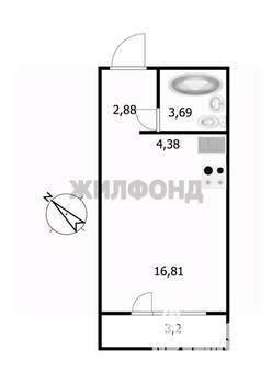 1-к квартира, вторичка, 28м2, 8/17 этаж