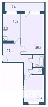 2-к квартира, вторичка, 63м2, 2/17 этаж