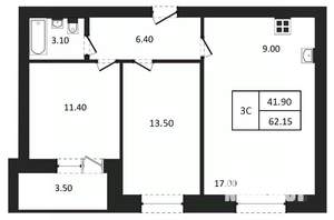 3-к квартира, вторичка, 62м2, 4/9 этаж