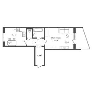 1-к квартира, вторичка, 37м2, 2/9 этаж