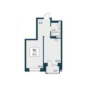 1-к квартира, вторичка, 41м2, 9/11 этаж