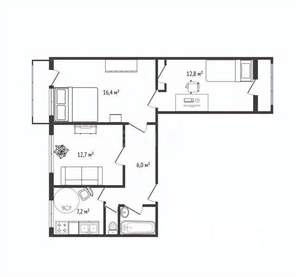 3-к квартира, вторичка, 59м2, 7/9 этаж