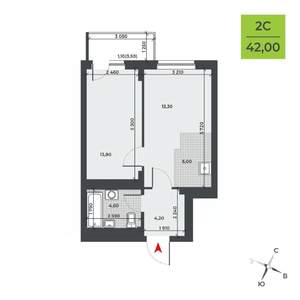 2-к квартира, вторичка, 42м2, 3/21 этаж