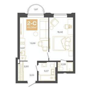 2-к квартира, вторичка, 49м2, 4/24 этаж