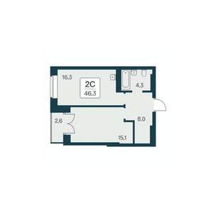 2-к квартира, вторичка, 46м2, 29/30 этаж