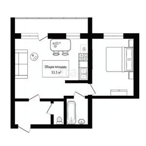 1-к квартира, вторичка, 53м2, 11/17 этаж