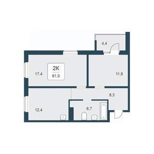 2-к квартира, строящийся дом, 61м2, 10/17 этаж