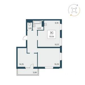 3-к квартира, вторичка, 74м2, 7/25 этаж