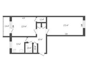 2-к квартира, вторичка, 42м2, 1/5 этаж